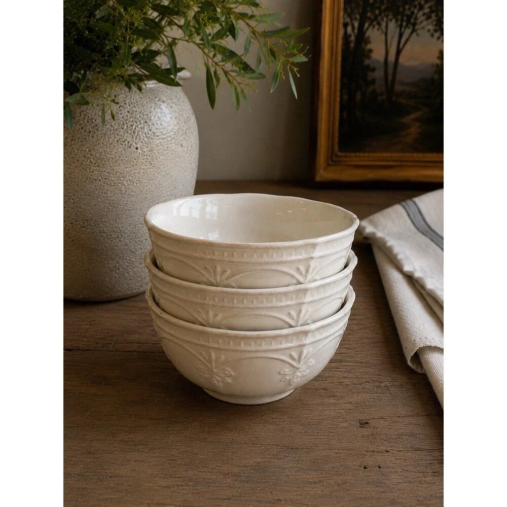 Pioneer Woman Embossed Stoneware Dinnerware Set 15 Pieces Plates & Bowls
